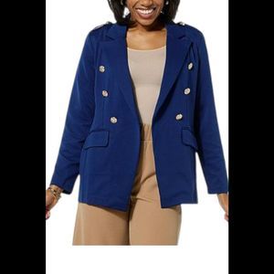 Antthony Women's Ottoman Handkerchief Hem Blazer Navy - Regular